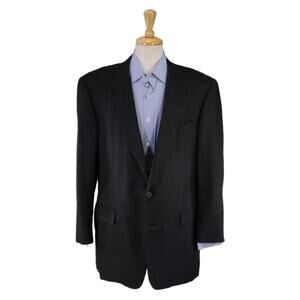 Hickey-Freeman Bespoke Black Knit Woven Silk 2-Btn Sportcoat Blazer 44L